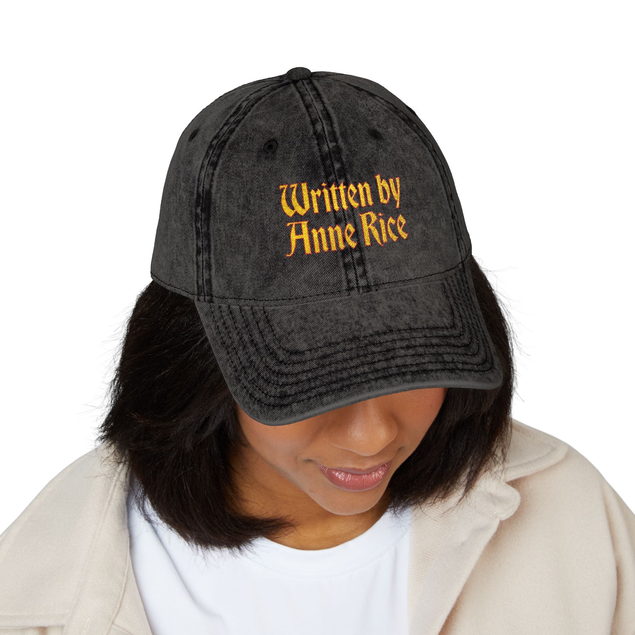 Written by Anne Rice Hat | Embroidered - Yellow lettering