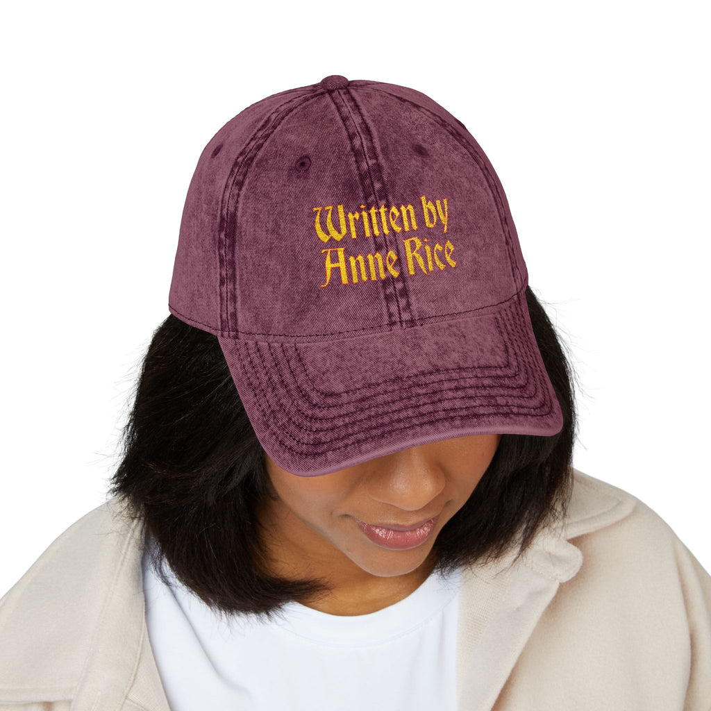 Written by Anne Rice Hat | Embroidered - Yellow lettering